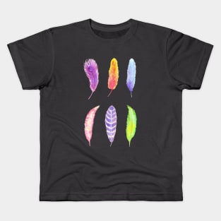 Vibrant watercolor feathers Kids T-Shirt